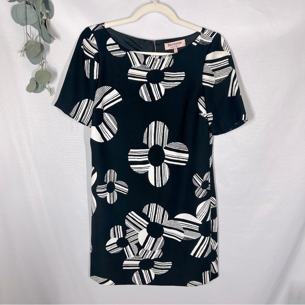 Juicy Couture | Black & White Floral Short Sleeve Dress Size 4